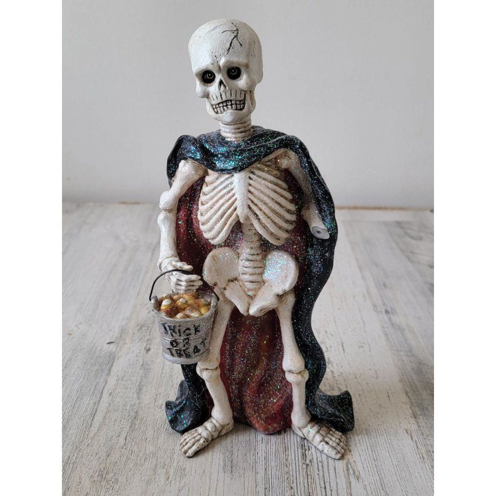 Trick or treat skeleton AS IS glitter Halloween candy corn